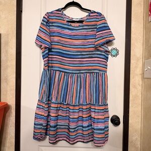 Colorful Striped Plus Size Dress